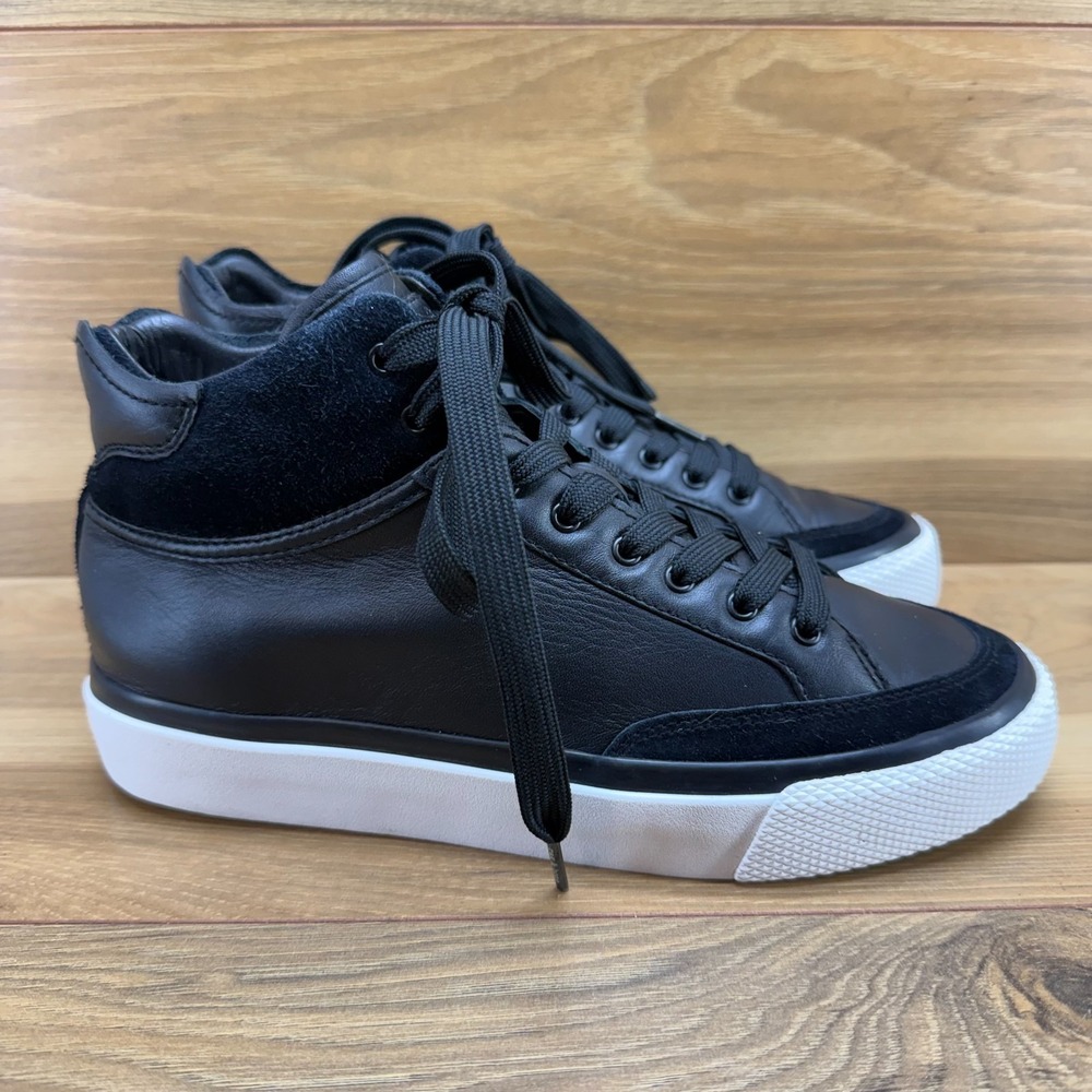 Rag & Bone Army High Sneakers Womens 8 EU 38‎ Black Leather Lace Up